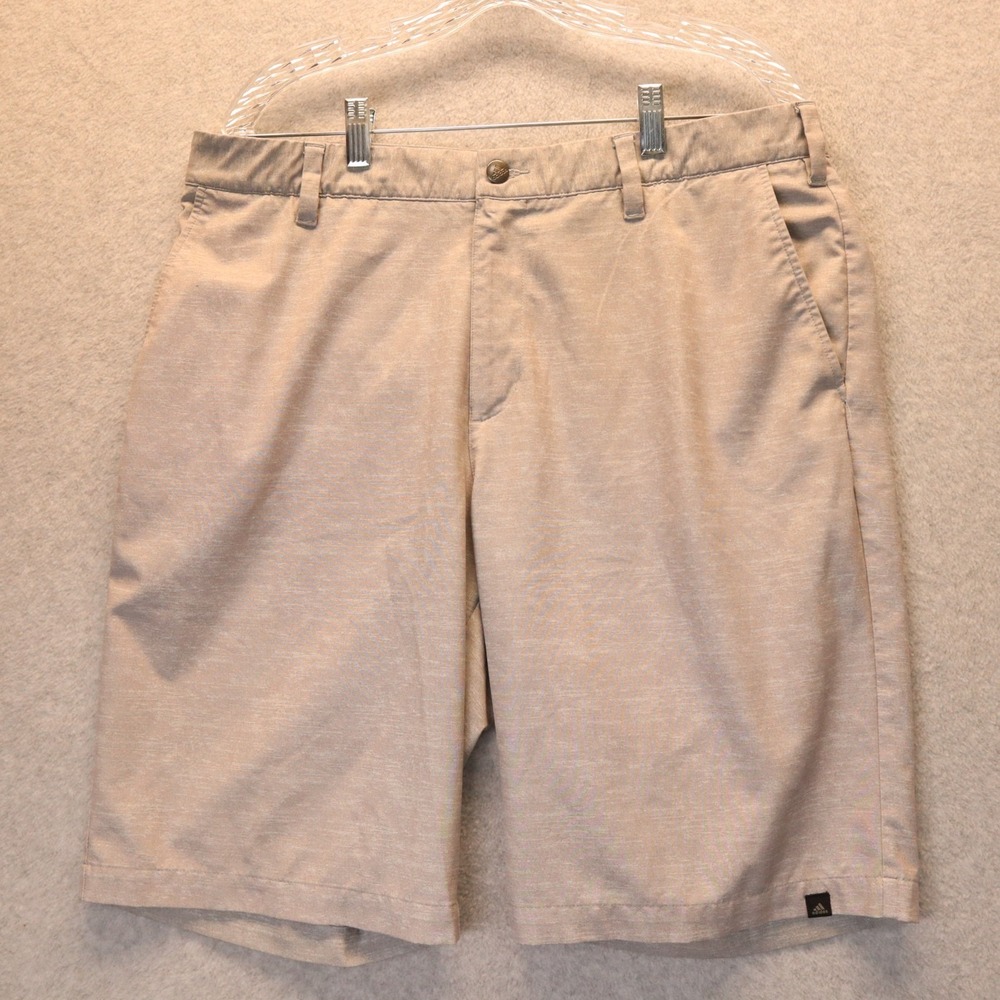 Adidas Golf Shorts Mens 36 Performance Chino Stretch Flex Logo Flat Front Gray